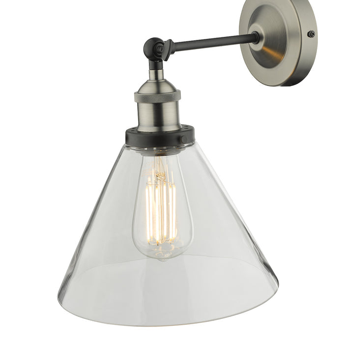 Ray Single Wall Light Antique Nickel Clear Glass<br>Antique Nickel