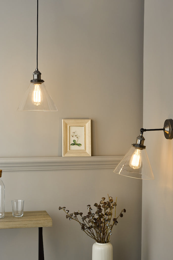 Ray Single Wall Light Antique Nickel Clear Glass<br>Antique Nickel