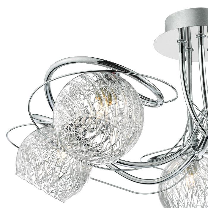 Rehan 5 Light Semi Flush Decorative Glass Polished Chrome Frame<br>Polished Chrome