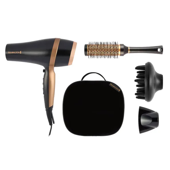 Remington D6960GP Salon Smooth Hairdryer Gift Set - Black & Gold