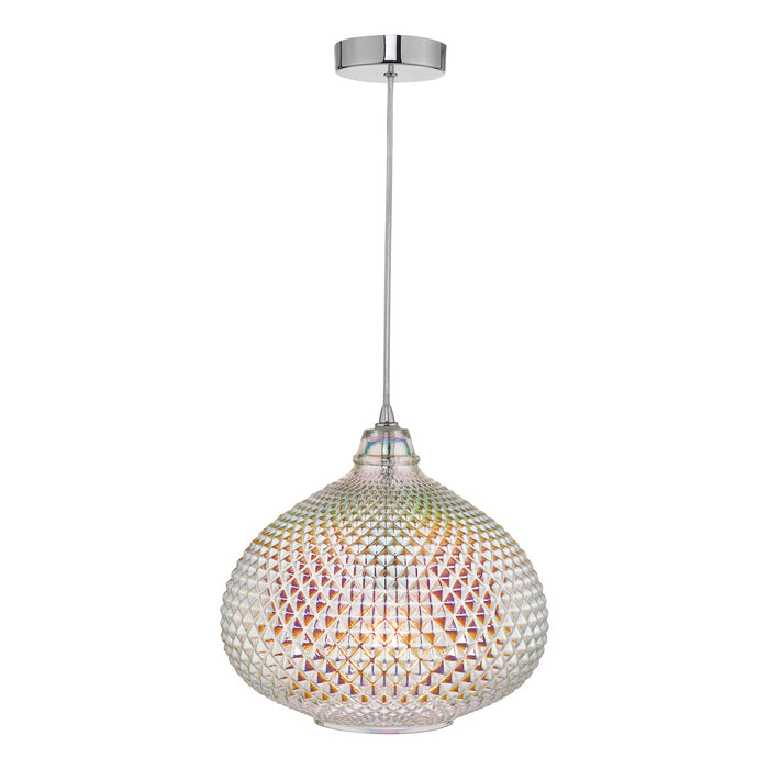 Roisin Pendant Glass & Polished Chrome<br>Iridised Glass