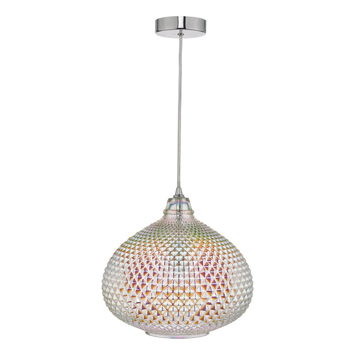 Roisin Pendant Glass & Polished Chrome<br>Iridised Glass