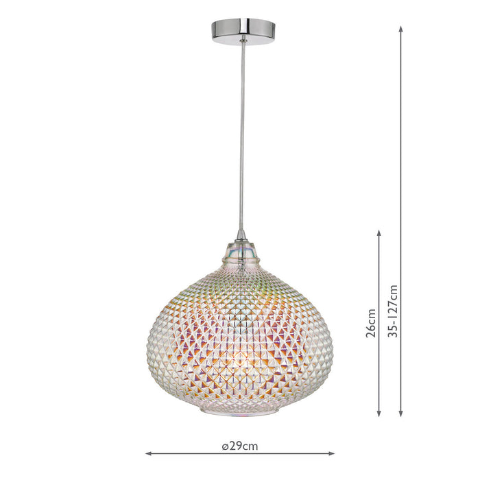 Roisin Pendant Glass & Polished Chrome<br>Iridised Glass