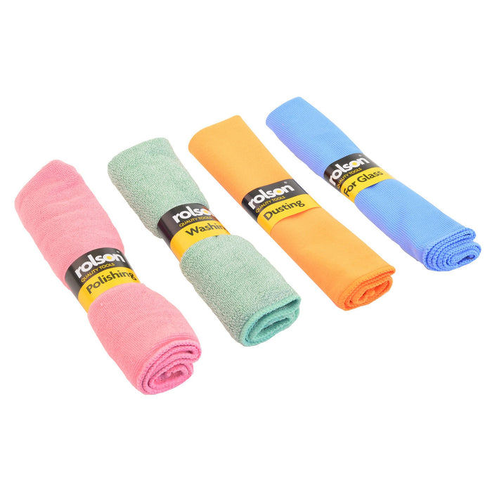 Rolson 4pc Micro Fibre Cloth Set