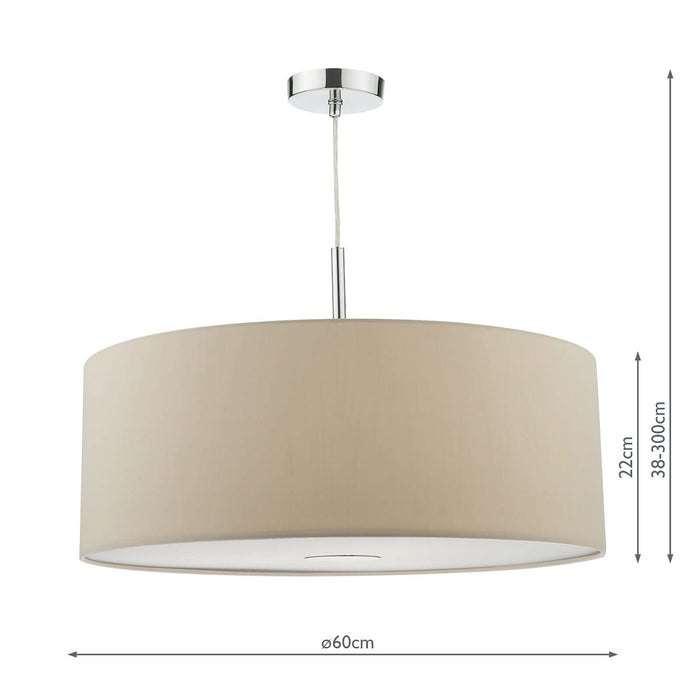 Ronda 3 Light Pendant With Ecru Shade And Diffuser 60cm<br>Taupe
