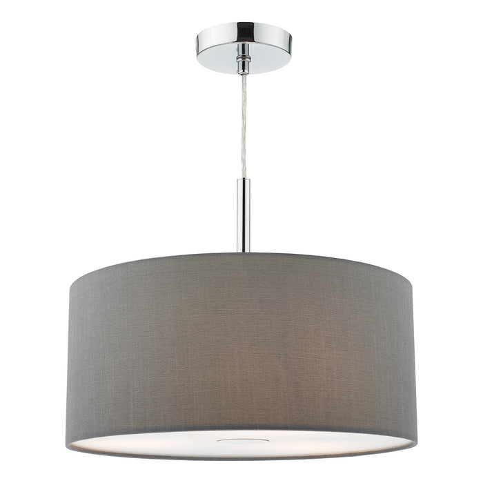 Ronda 3 Light Pendant With Slate Grey Shade And Diffuser 40cm<br>Grey