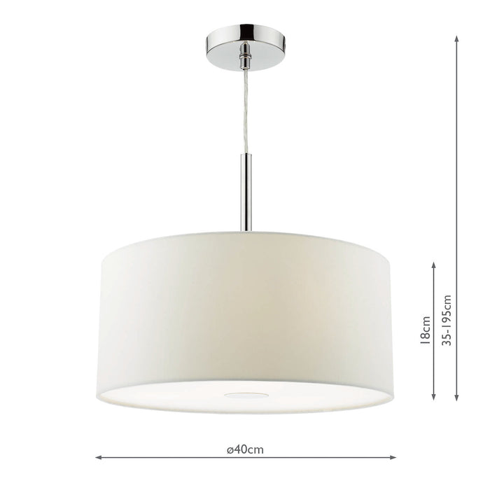 Ronda 3 Light Pendant With White Shade And Diffuser 40cm<br>White