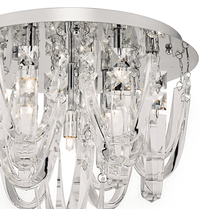 Roxanne Small 7 Light Flush Polished Chrome Crystal<br>Crystal