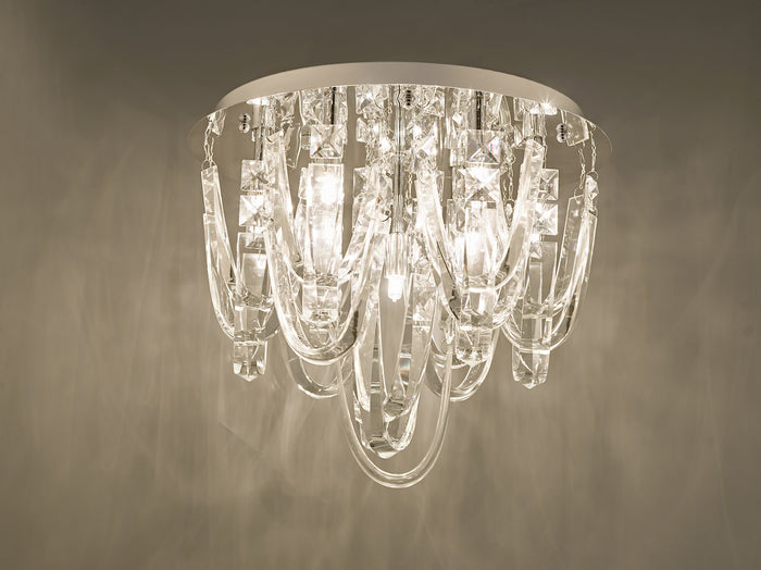 Roxanne Small 7 Light Flush Polished Chrome Crystal<br>Crystal
