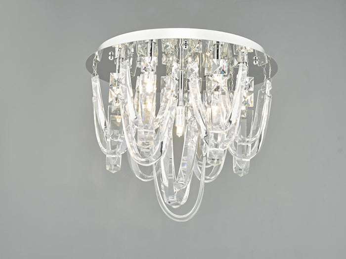 Roxanne Small 7 Light Flush Polished Chrome Crystal<br>Crystal