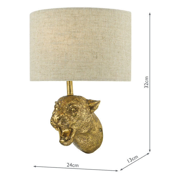 Ruri Leopard Wall Light Gold With Shade <br>Matt Gold