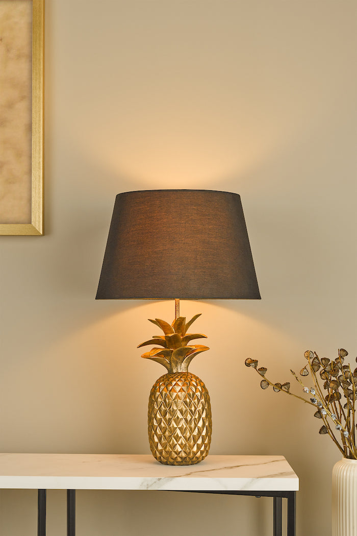 Safa Pineapple Table Lamp Gold With Shade <br>Matt Gold