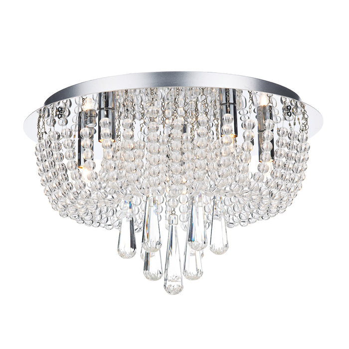 Saigon 5 Light Flush Polished Chrome/Clear<br>Crystal