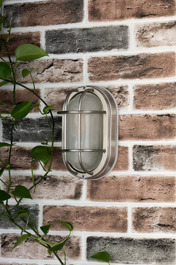 Salcombe Oval Outdoor Wall Light Stainless Steel Glass IP44Polished Stainless Steel