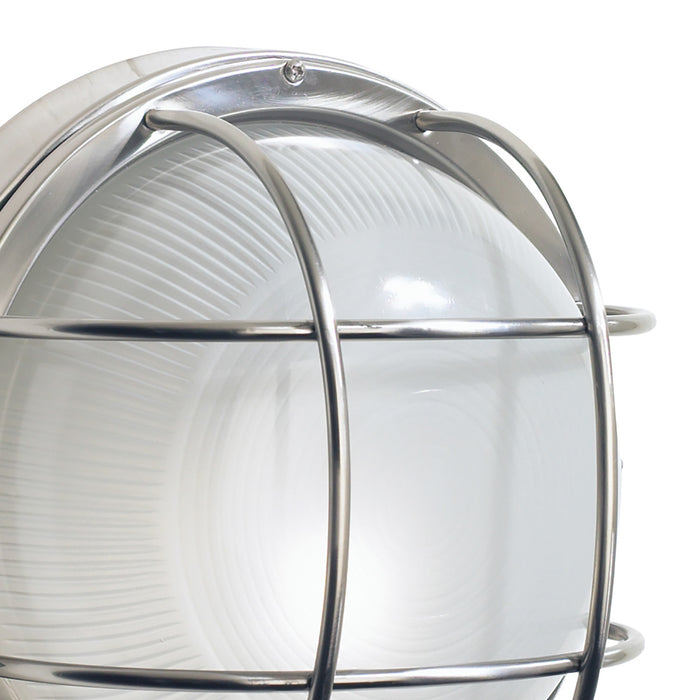 Salcombe Round Outdoor Wall Light Stainless Steel Glass IP44<br>Polished Stainless Steel