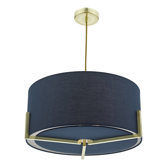 Santino Pendant Gold With Navy Cotton Shade<br>Blue
