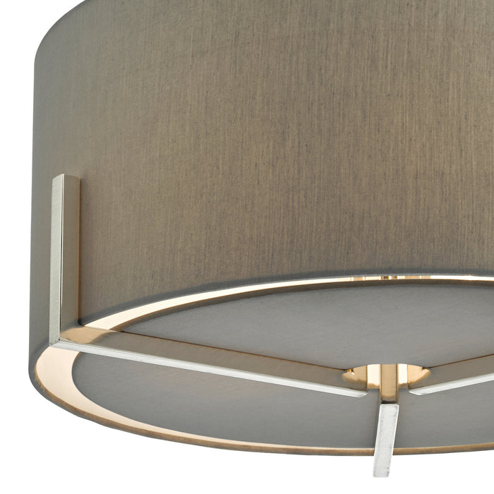 Santino Pendant Satin Chrome With Grey Cotton Shade<br>Grey