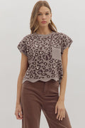 Scalloped Animal Print Top
