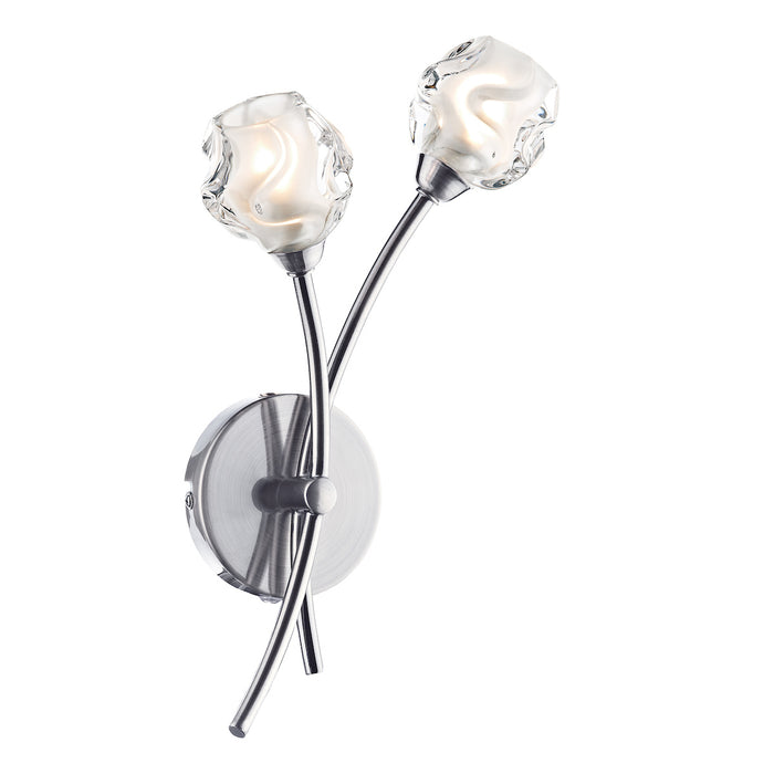 Seattle 2 Light Wall Light Satin Chrome Glass<br>Satin Chrome