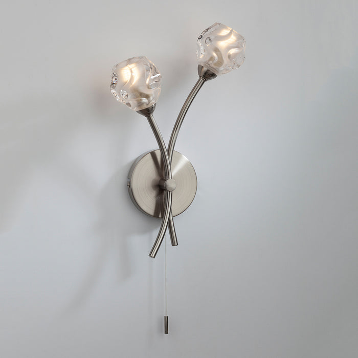 Seattle 2 Light Wall Light Satin Chrome Glass<br>Satin Chrome