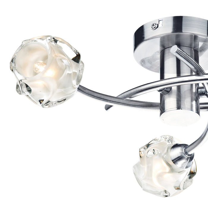 Seattle 3 Light Flush Satin Chrome Glass<br>Satin Chrome