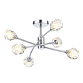 Seattle 6 Light Semi Flush Satin Chrome & Sculptured Glass<br>Satin Chrome