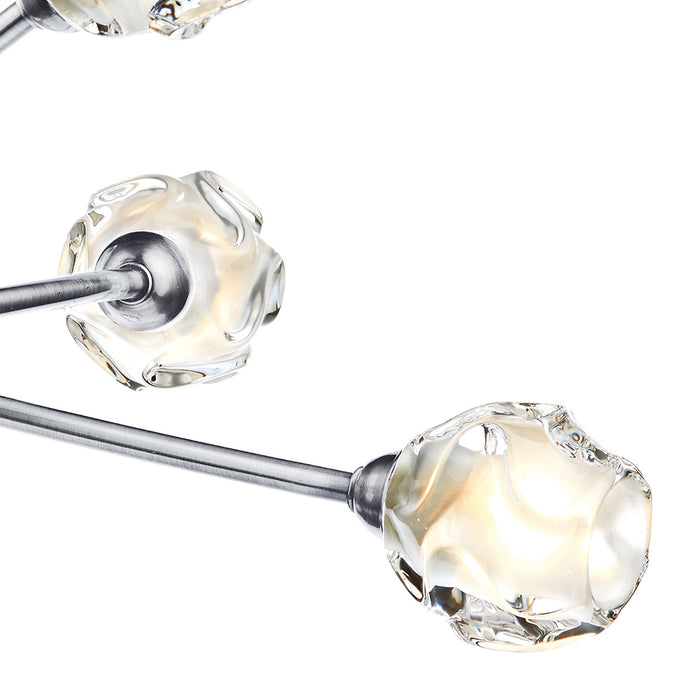 Seattle 6 Light Semi Flush Satin Chrome & Sculptured Glass<br>Satin Chrome