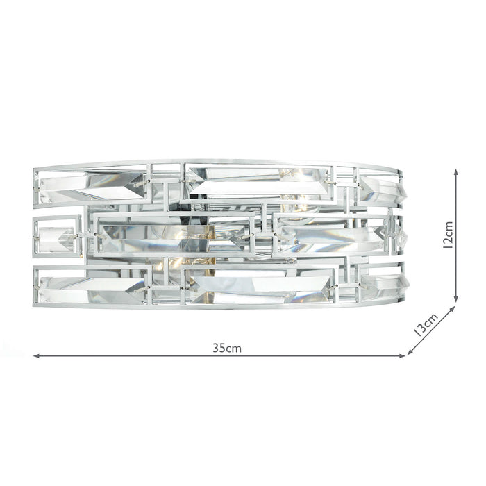 Seville 2 Light Wall Light Crystal Polished Chrome<br>Polished Chrome