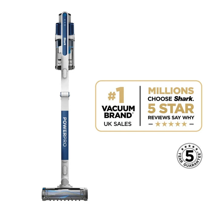 Shark IZ380UK PowerPro Cordless Stick Vacuum Cleaner - 50 Minutes Run Time - Navy Metallic