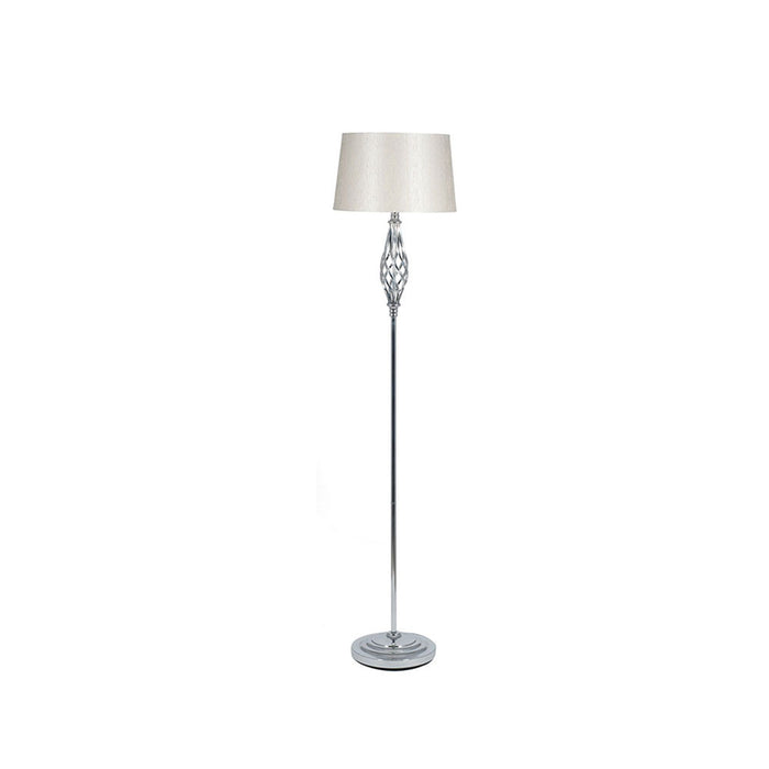 Silver Metal twist Detail Floor Lamp with Shade