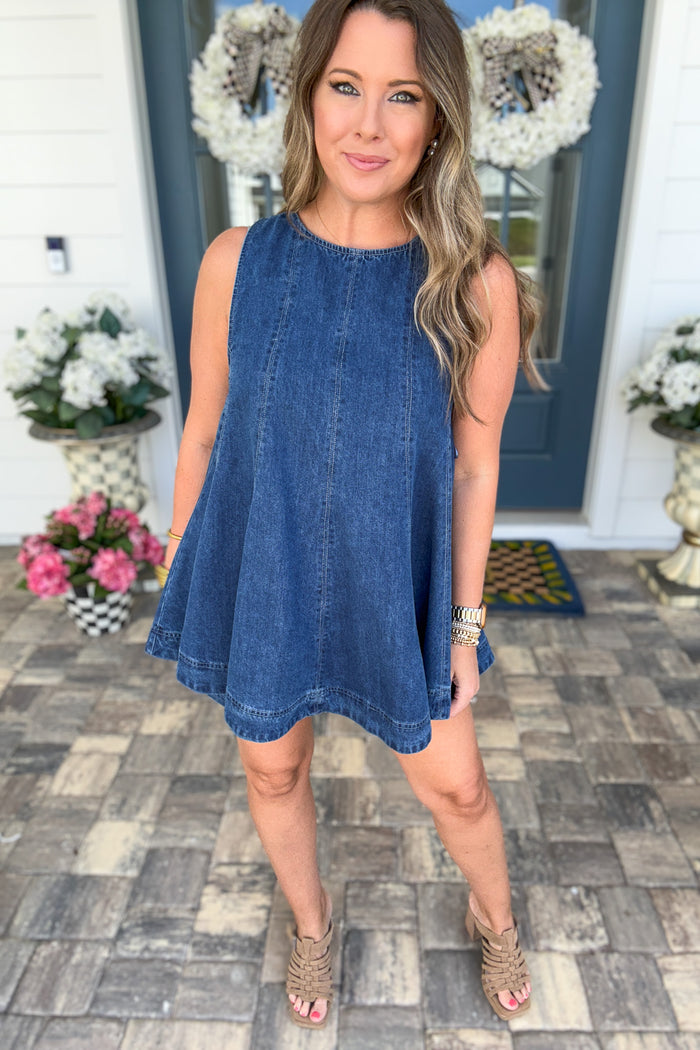 Solid Elastic Waist Denim Shorts - B Social Boutique