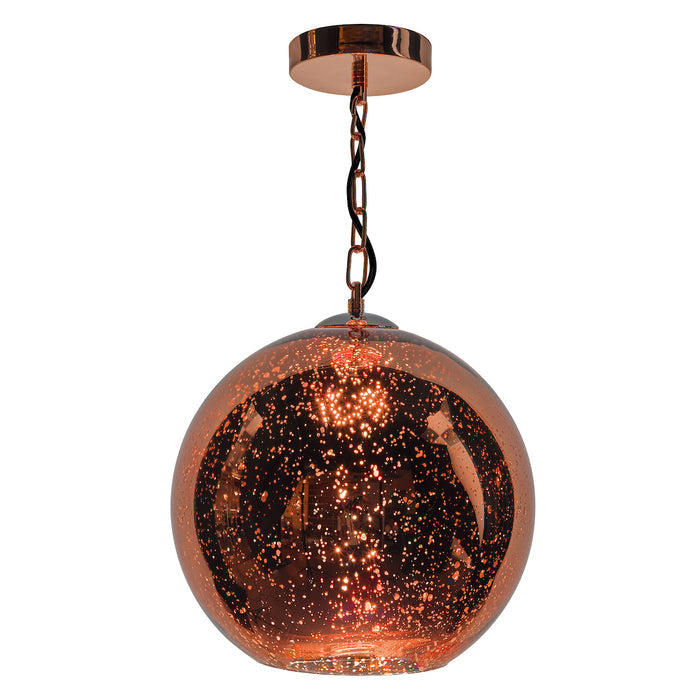 Speckle 1 Light Electro Plated Pendant Copper Finish<br>Copper Glass