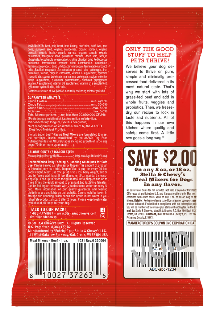 Stella & Chewy's Freeze Dried Raw Stella's Super Beef Meal Mixers