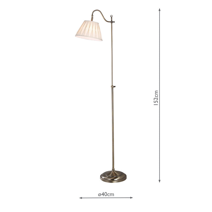 Suffolk Rise & Fall Floor Lamp Antique Brass With Shade <br>Antique Brass