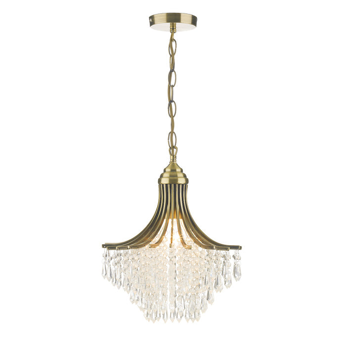 Suri 1 Light Pendant Antique Brass Faceted Glass<br>Antique Brass