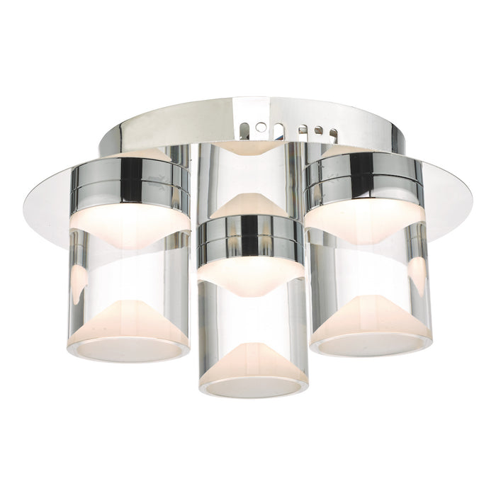 Susa Bathroom 3 Light Flush Polished Chrome Acrylic IP44 LED<br>Polished Chrome