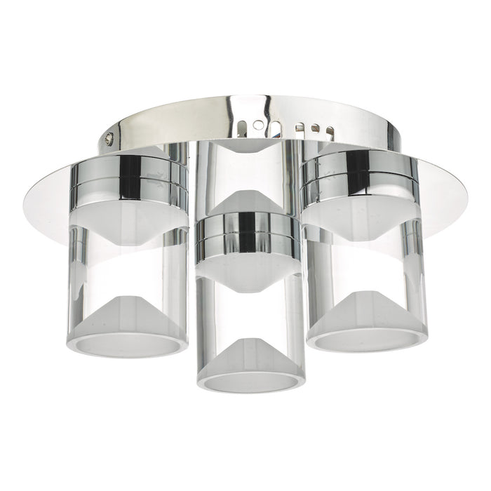 Susa Bathroom 3 Light Flush Polished Chrome Acrylic IP44 LED<br>Polished Chrome