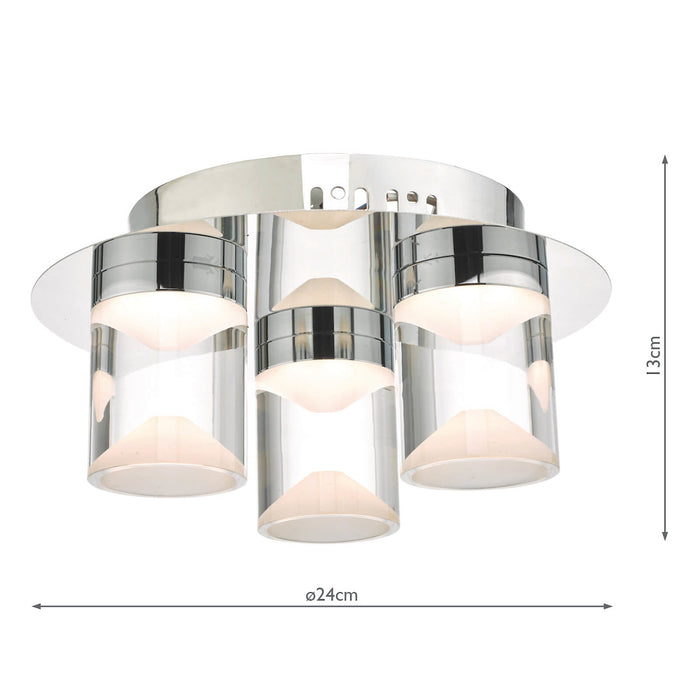 Susa Bathroom 3 Light Flush Polished Chrome Acrylic IP44 LED<br>Polished Chrome