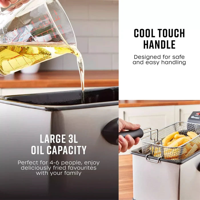 Swan SD6040N 3 Litre Fryer in Stainless Steel - Viewing Window