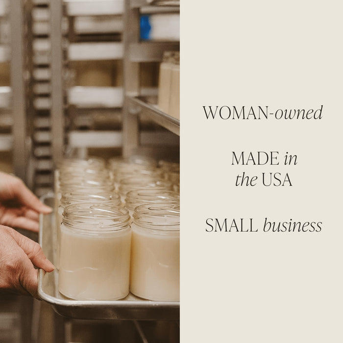 Woman-owned, made in USA small business candle production showcase
