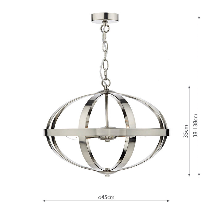 Symbol 3 Light Pendant Satin Chrome<br>Satin Chrome