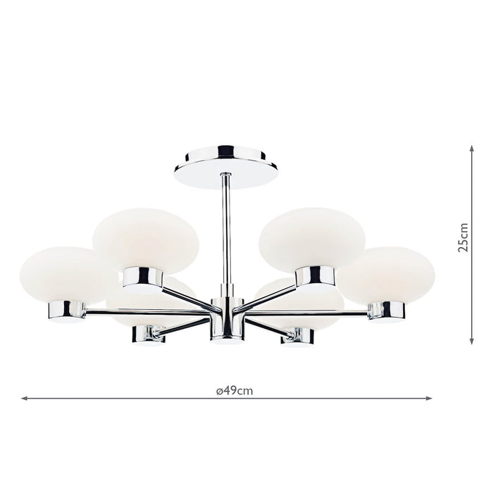 System 6 Light Semi Flush Polished Chrome<br>Polished Chrome