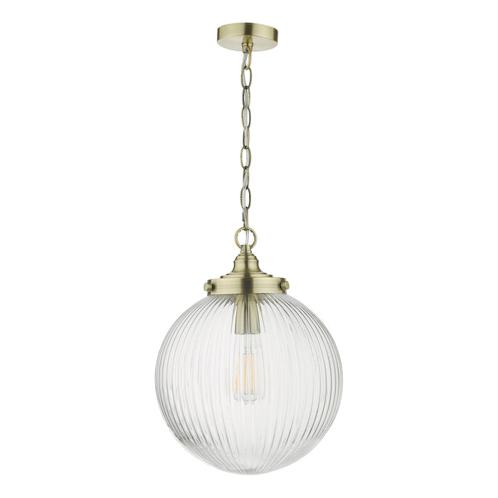 Tamara 1 Light Single Pendant Antique Brass Ribbed Glass<br>Antique Brass