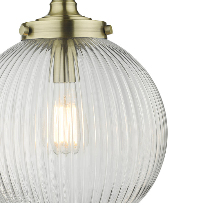 Tamara 1 Light Single Pendant Antique Brass Ribbed Glass<br>Antique Brass