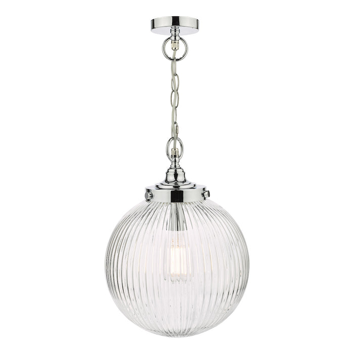 Tamara Bathroom Pendant Polished Chrome Ribbed Glass IP44<br>Polished Chrome