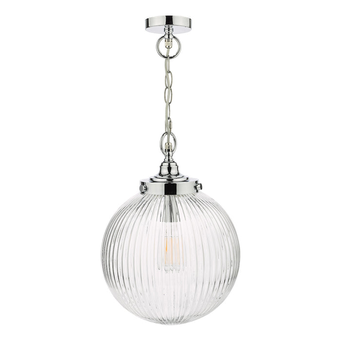 Tamara Bathroom Pendant Polished Chrome Ribbed Glass IP44<br>Polished Chrome