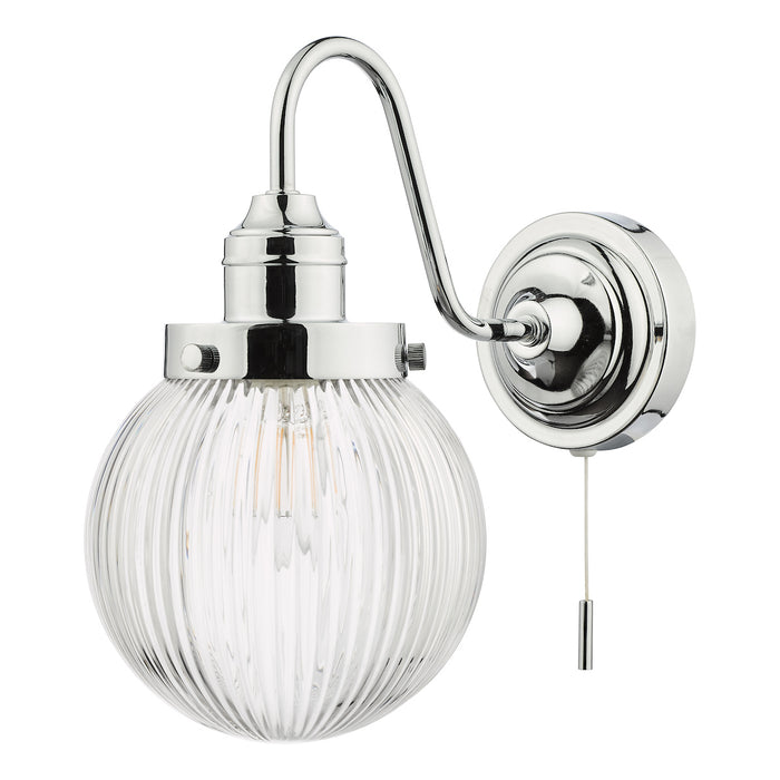 Tamara Bathroom Wall Light Polished Chrome Ribbed Glass IP44<br>Polished Chrome