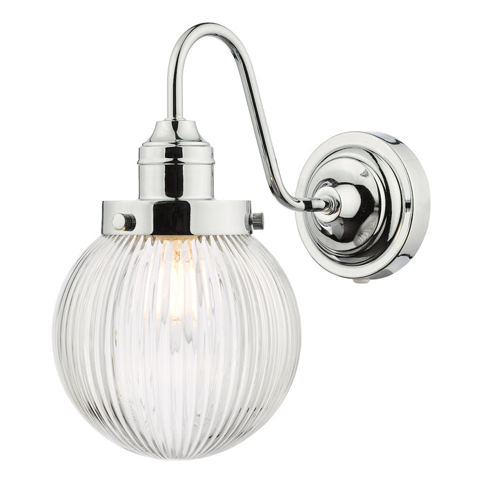 Tamara Bathroom Wall Light Polished Chrome Ribbed Glass IP44<br>Polished Chrome