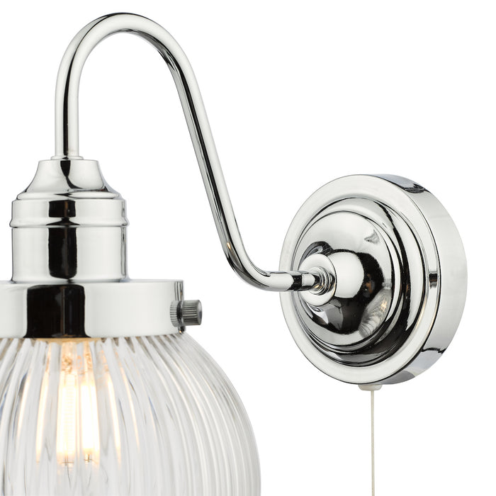 Tamara Bathroom Wall Light Polished Chrome Ribbed Glass IP44<br>Polished Chrome