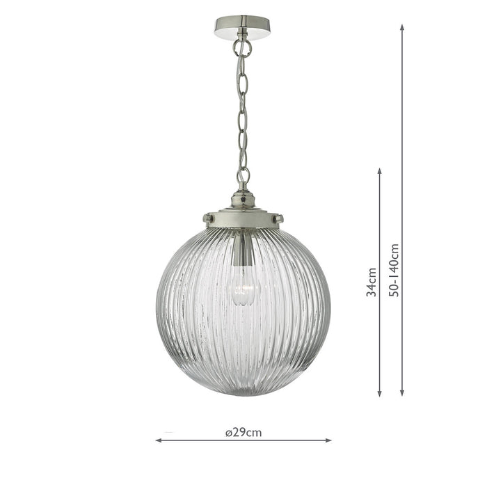 Tamara Pendant Satin Nickel & Ribbed Glass<br>Satin Nickel